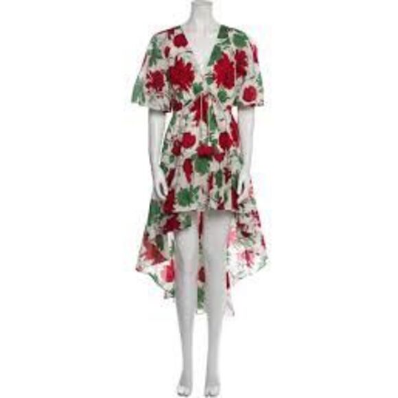 Alexis Idella Garden Cotton Floral High-Low Dress XL Tassel Tie - Picture 3 of 9